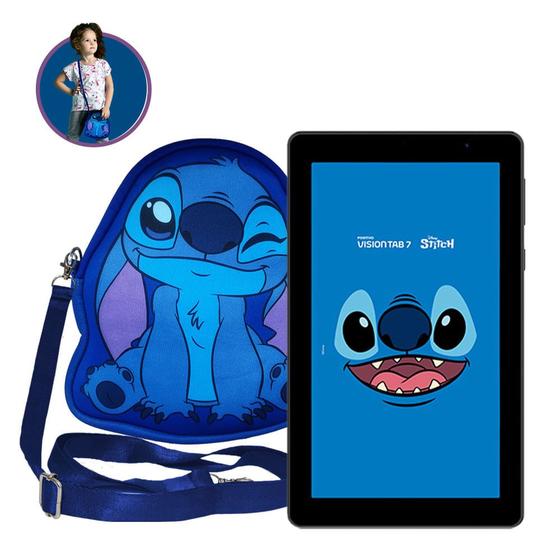 Menor preço em Tablet Positivo Vision TAB 7 Stitch + Capa e Bolsa - Octa-Core 3GB RAM 64GB Android 14 Go Wi-Fi Tela 7” IPS  Preto