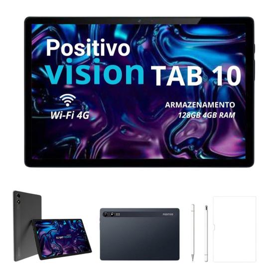 Imagem de Tablet Positivo Vision10" Pol 4GB Ram 128GB 4G Com Caneta Touch Exclusiva e Pelicula HD Feita Sob Medida