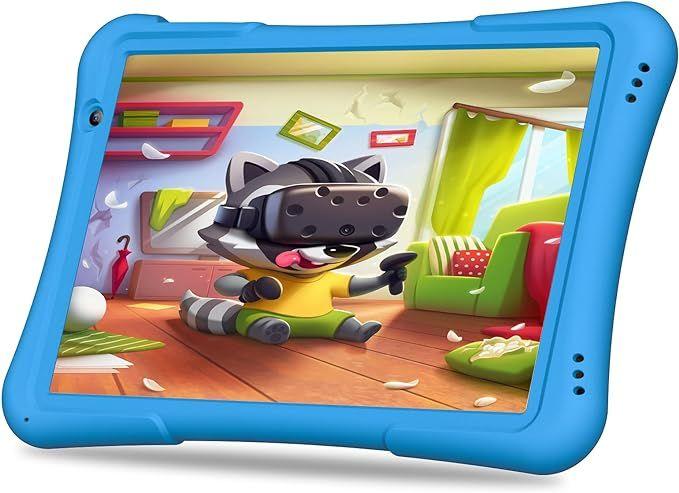 Imagem de Tablet PRITOM de 10 polegadas para crianças Android 12 de 32 GB com capa azul