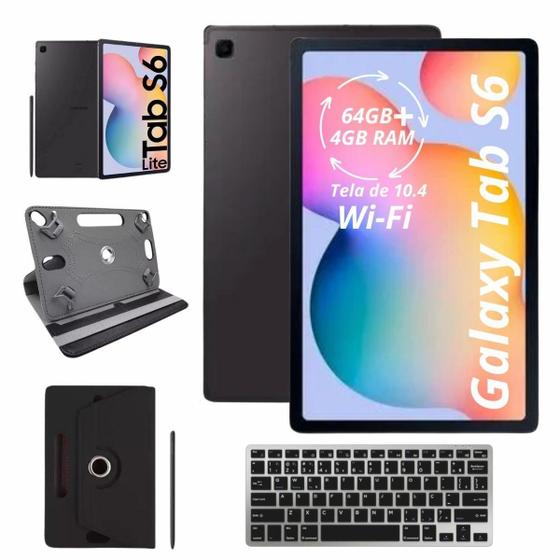 Imagem de Tablet Samsung 10.4 Galaxy S6 Lite Wifi 64Gb 4Gb Ram Com Caneta Teclado Bluetooth Preto e Capa Giratória
