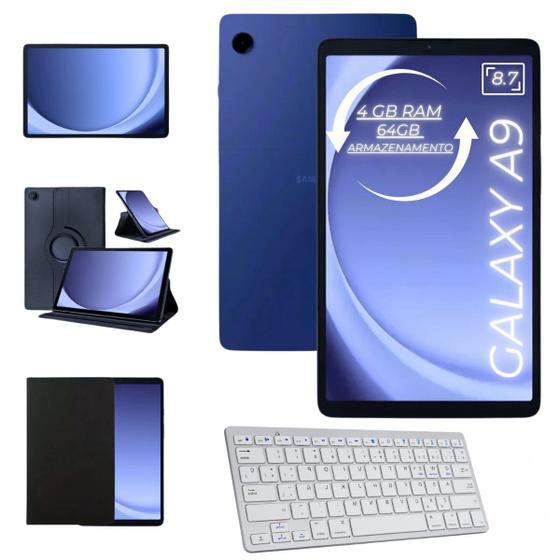 Tablet Samsung A9 64GB 4GB 4G Azul Navy Com Teclado Bluetooth Branco e Capa Protetora Imagem de Tablet Samsung A9 64GB 4GB 4G Azul Navy Com Teclado Bluetooth Branco e Capa Protetora