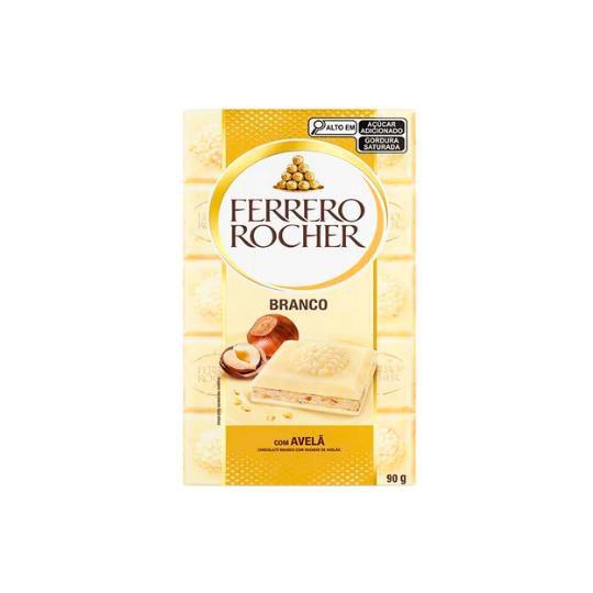 Imagem de Tablete Ferrero Rocher chocolate branco com recheio de  avelã 90g - Ferrero