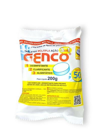 Imagem de Tablete Pastilha Cloro Multipla Acao 3 Em 1 T200 200g Genco