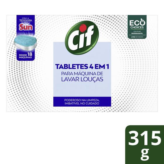 Imagem de Tabletes 4 em 1 Cif Para Máquina de Lavar Louças 315g