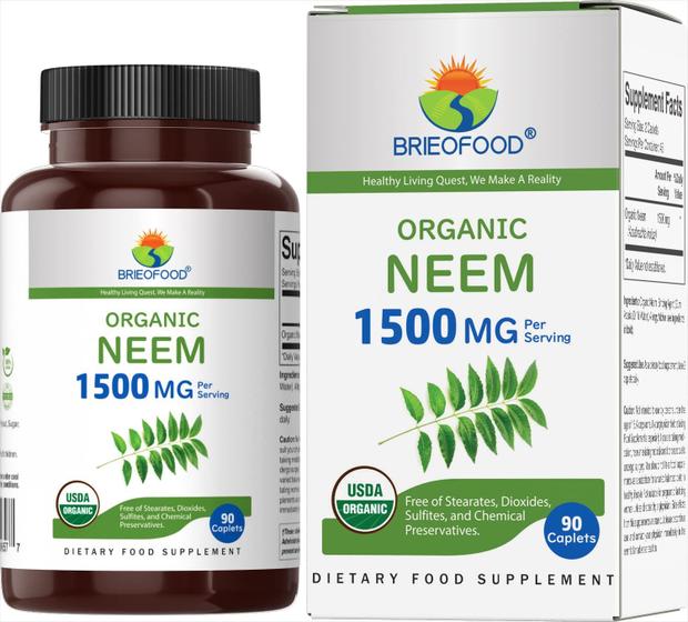 Imagem de Tabletes Vegetarianos Orgânico de Neem - Sem Glúten, 1500mg, 45 Porções