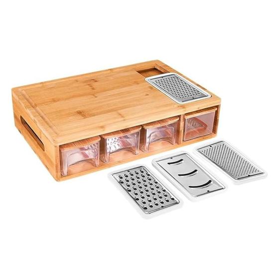 Imagem de Tábua Com Ralador E 4 Recipientes Em Bambu Ecokitchen 40x27cm Mimo Style