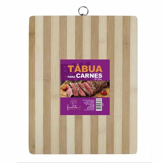 Imagem de Tábua de Carne Corte Churrasco Madeira Bambu 38x28 cm