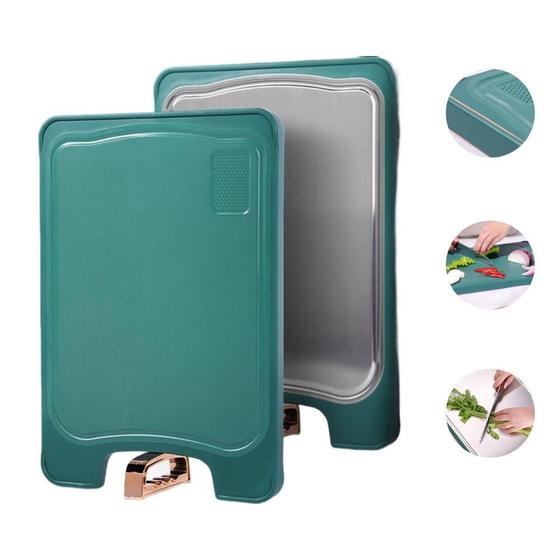 Tábua De Corte 2 Em 1 Inox E Plástico Antibacteriano Com Suporte Vertical é boa?