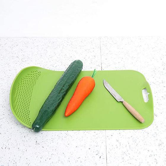 Imagem de Tabua de Corte Carne Legumes Verdura C/escorredor Facil de Limpar