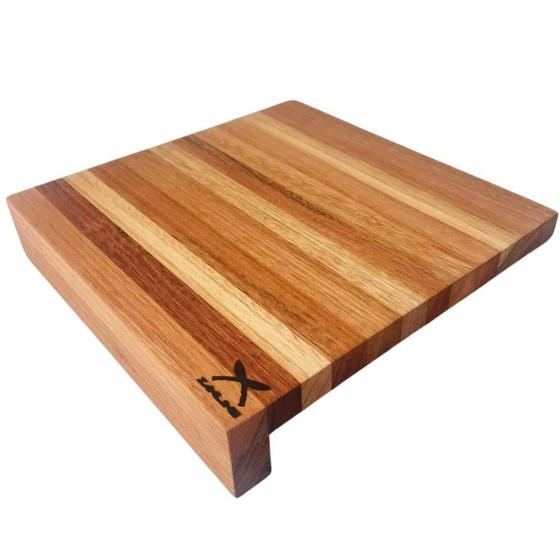 Imagem de Tábua de Corte em Madeira Formato L 35x35cm Estação com Encaixe Prancha de Carne para Mesa Bancada Zanline