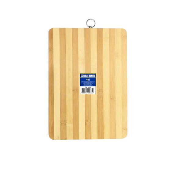 Imagem de Tábua de corte retangular em bambu 34x24cm com argola para pendurar UD84