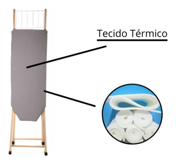 Imagem de Tábua de Passar Roupa Dobrável de Madeira - Compact 2 Níveis de Altura FORRO TÉRMICO