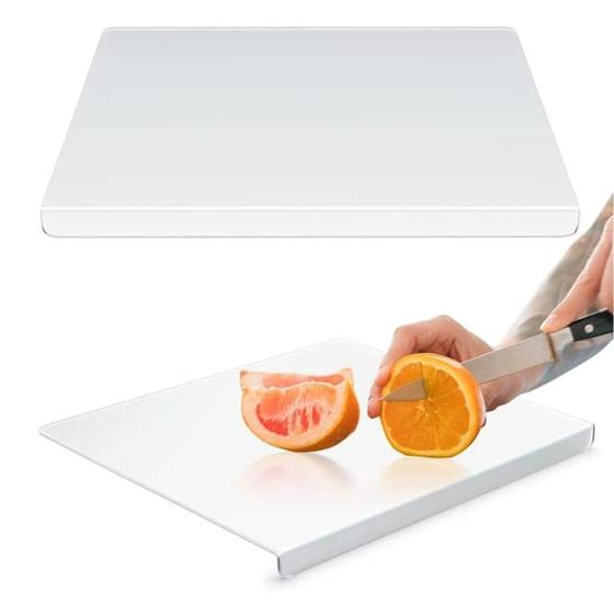 Imagem de Tábua Em Acrílico Transparente Antiderrapante Para Cortes de Alimentos Suporte Pia Cozinha