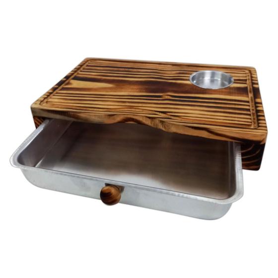 Imagem de Tábua Inteligente De Carne Para Churrasco Madeira com Gaveta LATERAL