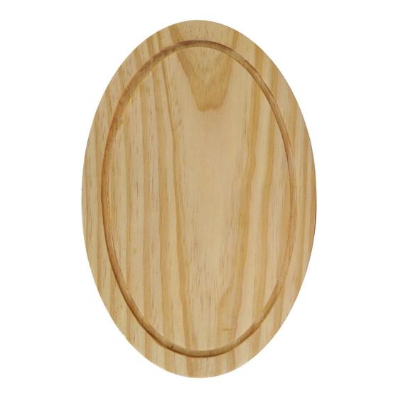 Imagem de Tábua para Servir Queijo e Frios em Madeira de Pinus Natural Maciço - Oval com Óleo Mineral