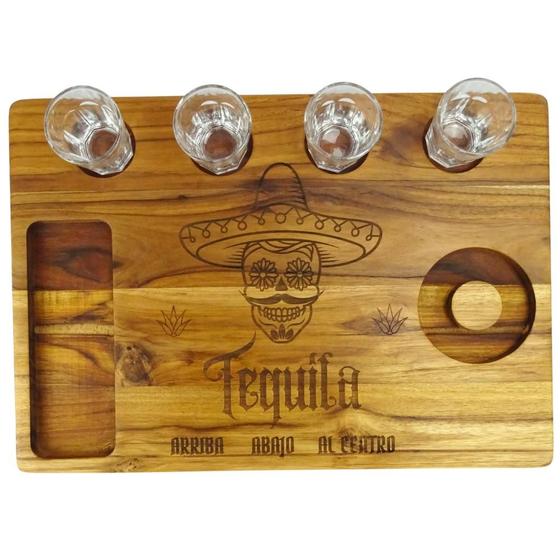 Imagem de Tabua Tequila 4 Copos Shot Dose Cachaça Whisky Vodka Drink