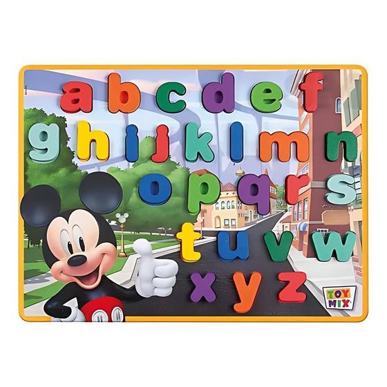 Imagem de Tabuleiro De Encaixe Alfabeto Mickey Mdf Didático Autista