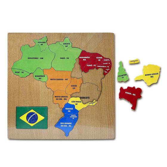 Imagem de Tabuleiro Mapa Do Brasil 3d Quebra Cabeça Encaixe Colorido