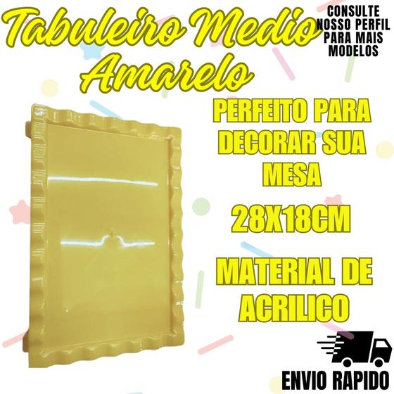 Imagem de Tabuleiro Medio Amarelo Retangular Enfeite Festa Docinhos