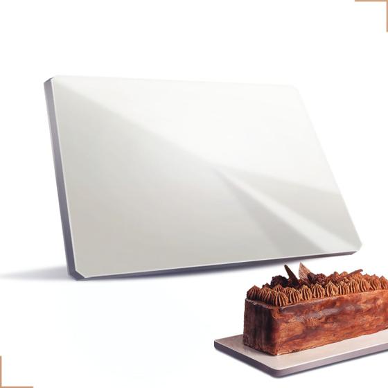 Imagem de Tabuleiro Tábua Em Mdf Branco 9mm Retangular Para Bolo Tortas 50x40cm Kit Com 5