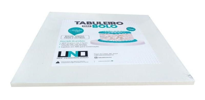 Imagem de Tabuleiro Tábua Em Mdf Branco 9mm Retangular Para Bolo Tortas 50x40cm Kit Com 5