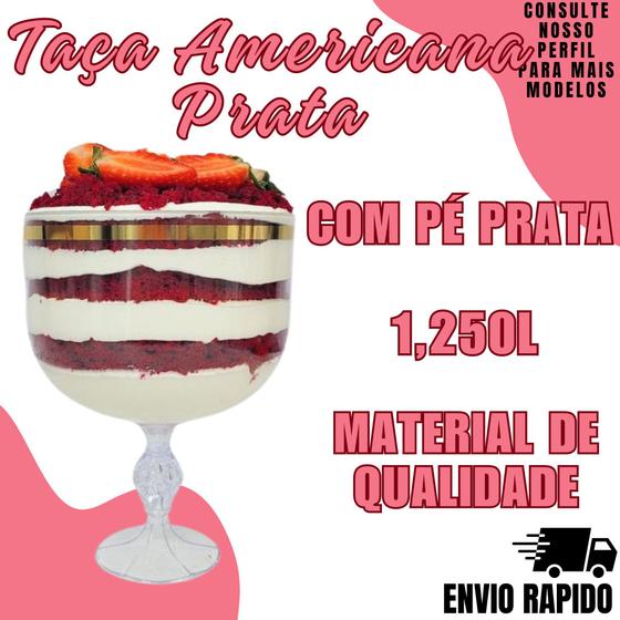 Imagem de Taça Americana Prata Decoraçao Confeiteiro Festa Comemorçao