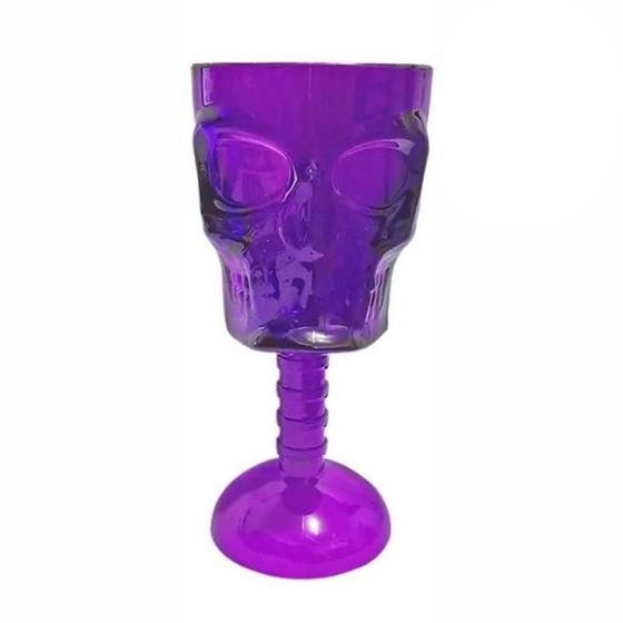 Imagem de Taça Cálice Plástica Caveira Roxo 382Ml Halloween Cromus