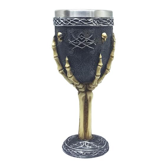 Imagem de Taça Cálice Termica Inox Relevo Medieval Caveira 3D 200Ml