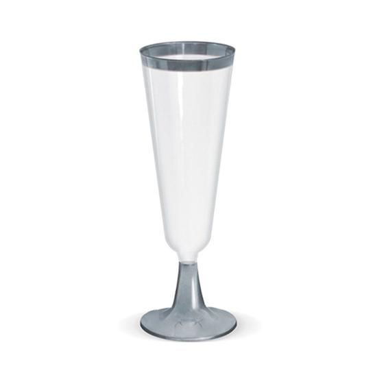 Imagem de Taça Champagne Borda Prata Silver Plastic 12 Unidades