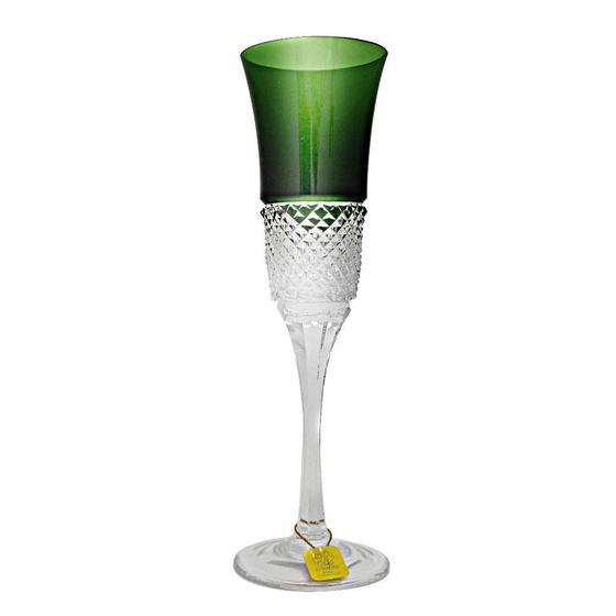 Imagem de Taça Champagne Lapidação Overlay 190 ml Verde Strauss