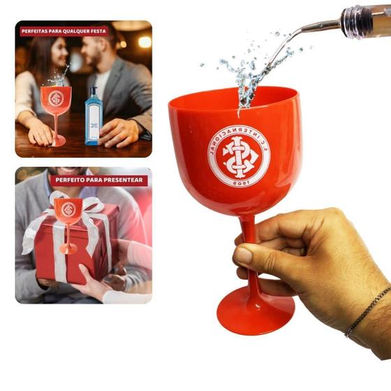 Imagem de Taça Copo Plástico Vermelho Gin Drinks Coquetéis Bebidas