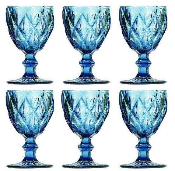 Imagem de Taça de Água Diamante Azul 260ML Kit com 6 - Class Home