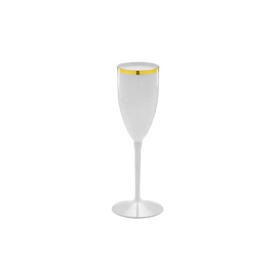 Imagem de Taça de Champagne com Borda Dourada 180ml - Branco - 1 unidade - Rizzo