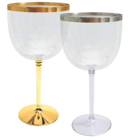 Imagem de Taça De Gin Com Borda e Base Metalizada 450ML