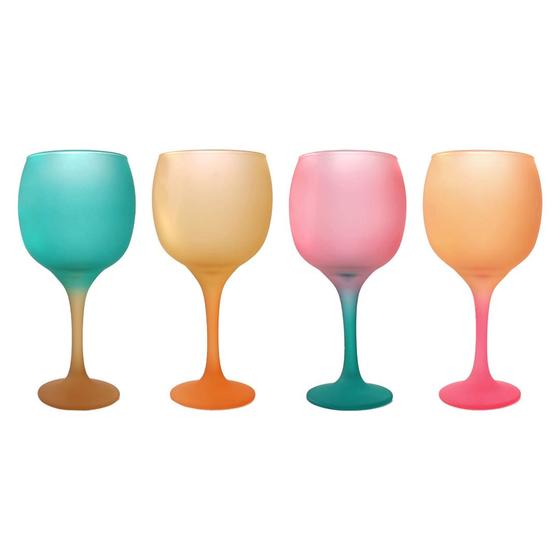 Imagem de Taça de gin de vidro colorida 615ml rosa, verde ou dourada para drinks grande de cozinha