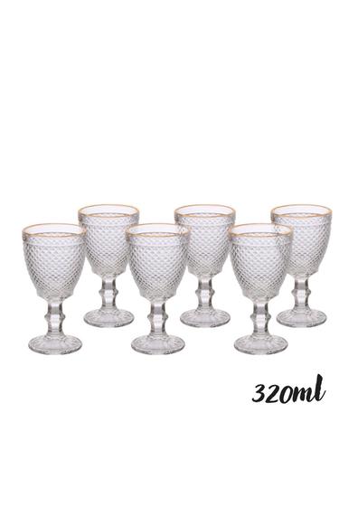Imagem de Taça de vidro para agua e vinho com borda dourada bico de jaca 320 ml 6 pecas - hauskraft