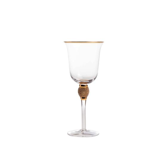 Imagem de Taça De Vidro Para Vinho Com Strass E Borda Dourada 350ml 350ml - Unid.