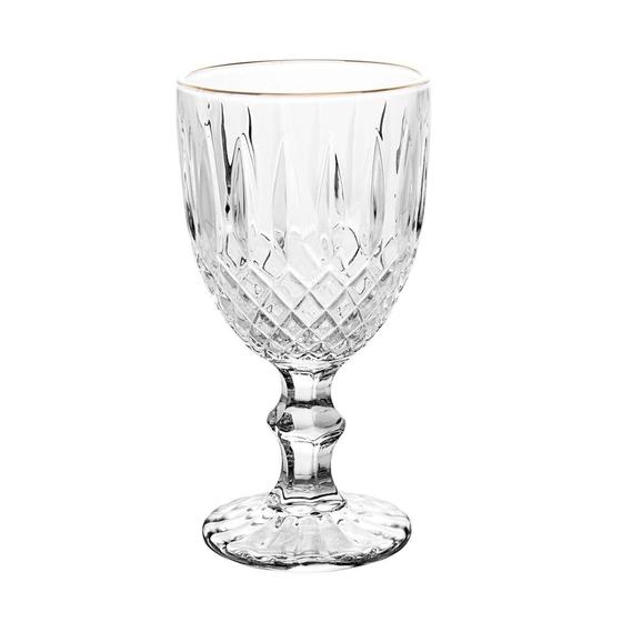 Imagem de Taça de Vidro Transparente com Borda Dourada Fio de Ouro Greek 345ml Wolff