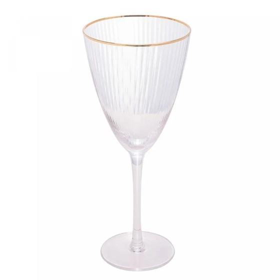 Imagem de Taça de Vinho com Borda Dourada Lines Vidro Transparente 400ml Wolff