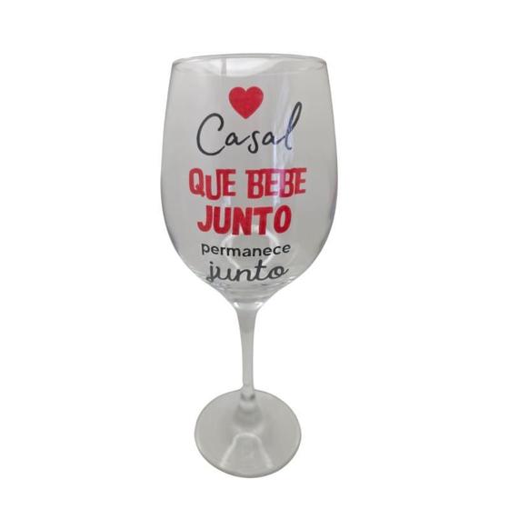 Imagem de Taça Frase Casal Bebe Junto Amor Personalizada Vinho 490Ml