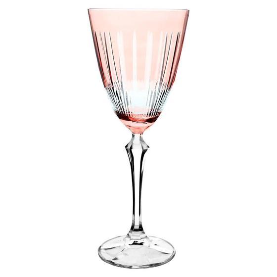 Imagem de Taça lapidada em cristal para água Bohemia Elizabeth 350ml rosa