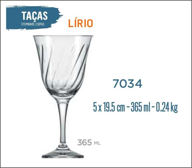 Imagem de Taça Lírio 365ml - Vinho Branco Tinto Rose - 01 uni