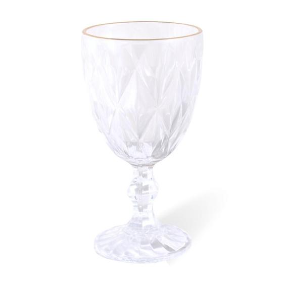 Imagem de Taça Para água Diamond Com Borda Dourada 320ml perfeita para decoração e bebidas como agua suco