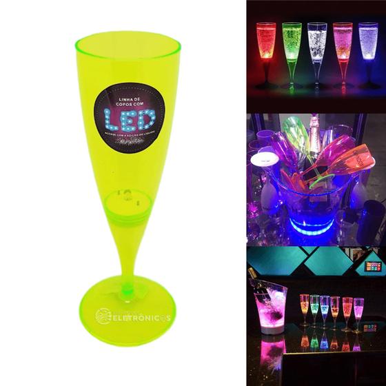 Imagem de Taça Para Champanhe Em Acrílico Verde Florescente Com Sensor Líquido Led Luz Branca 160ml - 25303