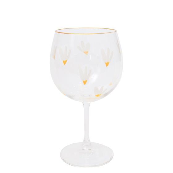 Imagem de Taça para Gin Cristal Pintada à Mão Flor Branca