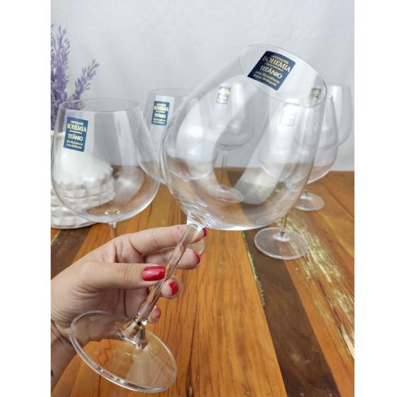 Imagem de Taça para Vinho/Água Jogo Kit com 6 de Cristal Bohemia Collection Colibri 580ml