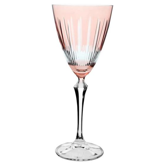 Imagem de Taça Para Vinho Tinto Elizabeth Lapidada Rosa 250Ml - 58627