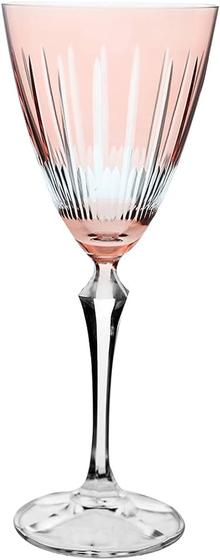 Imagem de Taça para vinho tinto lapidada em cristal ecológico 250ml A22cm cor rosa