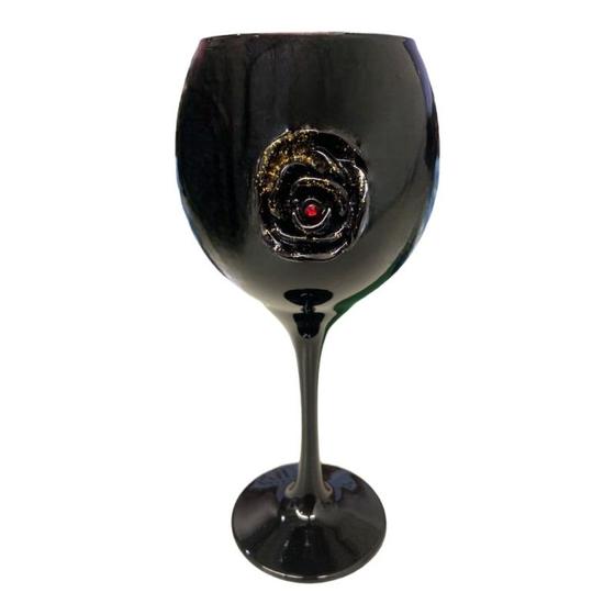 Imagem de Taça Pomba Gira com Rosa Negra 20 cm Vidro 400 ml