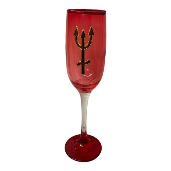 Imagem de Taça Pomba Gira Vermelha Tridente cristal Super luxo 150 ml